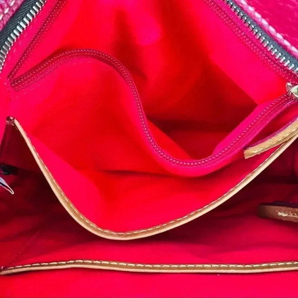 Dooney & Bourke Pebbled Grain Leather Front Pocket Crossbody/Satchel in Burgundy - Picture 13 of 16